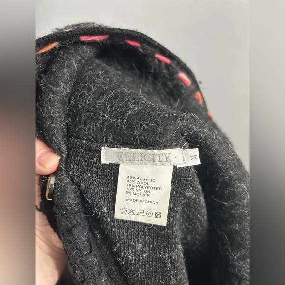 Felicity wool mohair cardigan unique embroidered sweater vintage - Picture 5 of 10